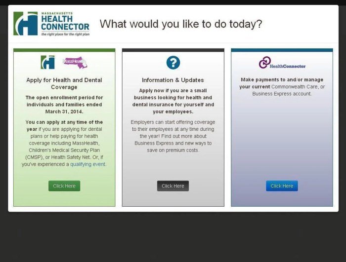 Massachusetts health care connector