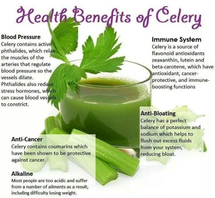 Health benefits from celery
