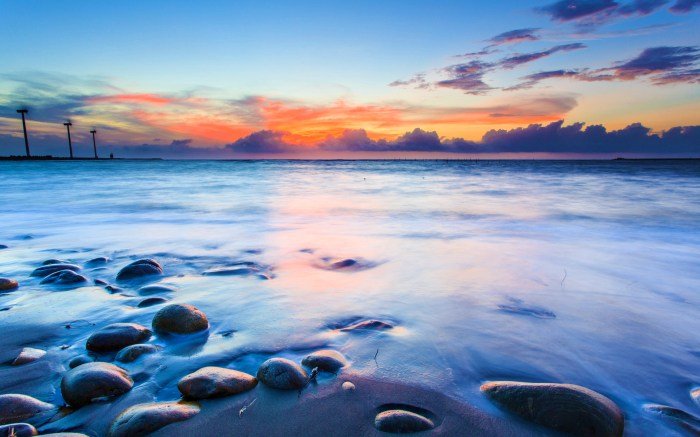 Sunset ocean beach wallpaper hd beautiful background wallpapers nature beaches strand photography freehdw saved