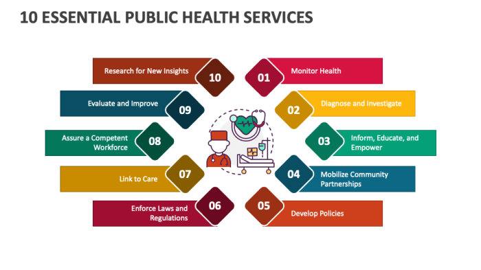 Health public essential services overview ppt powerpoint presentation community problems identify