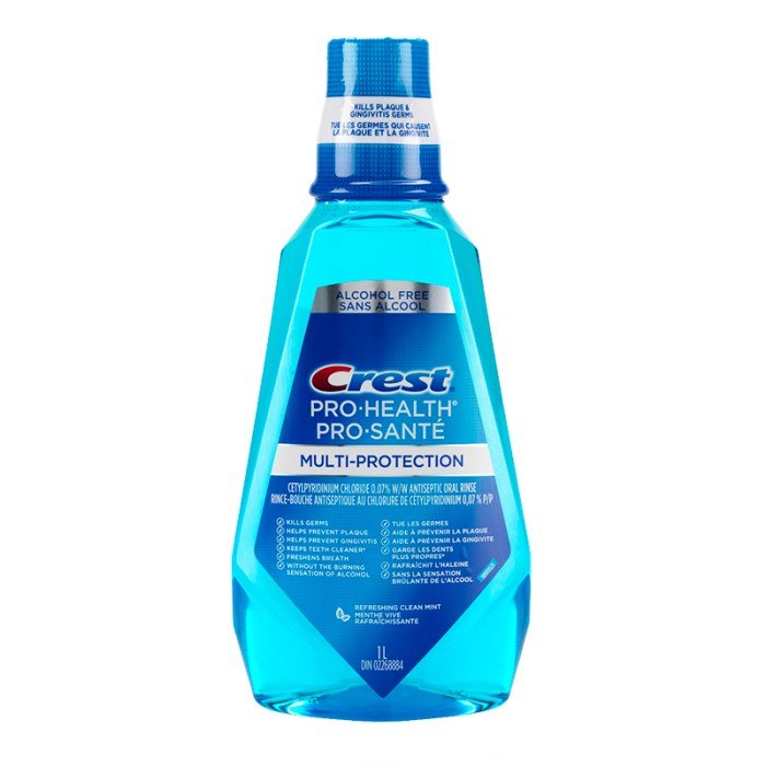 Crest health refreshing rinse mint clean pro oral antiseptic 1l mouthwash londondrugs